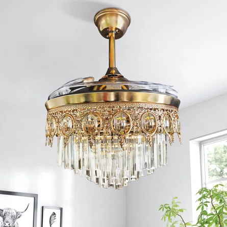 ceiling fans with chandelier crystals